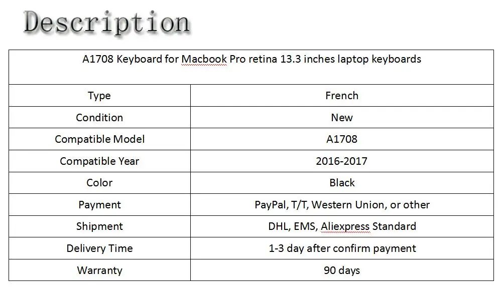 A1708 клавиатура для Macbook pro ноутбук RETINA клавиатуры 2016 2017 MLL42 MPXQ2