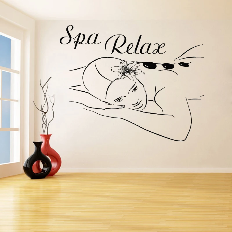 Girl SPA Wall Stickers for Bathroom Looks Comfortable and Relax Vinyl Murals Wall Decals Living