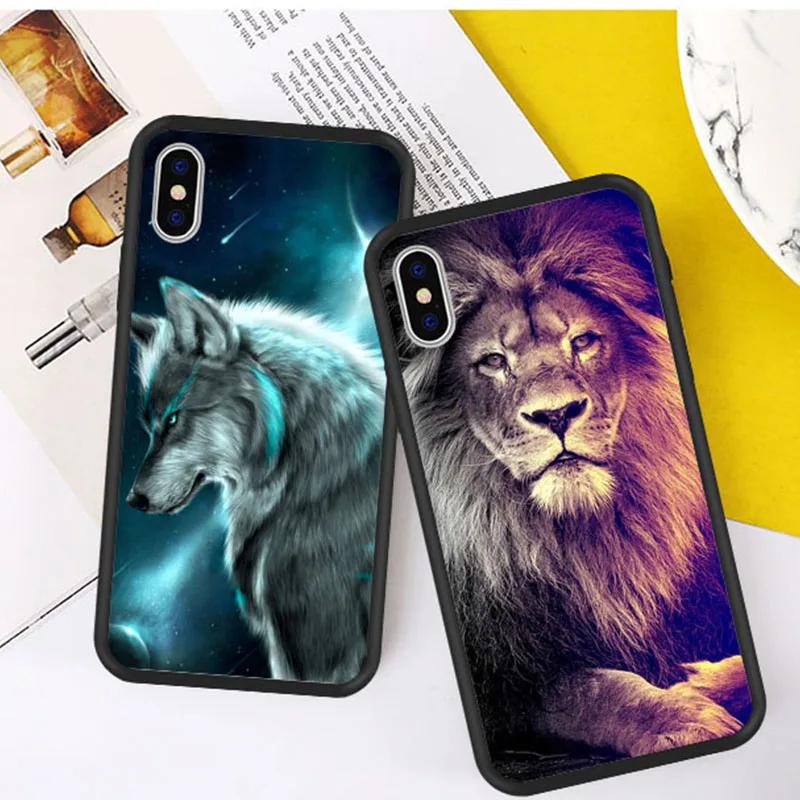 

Animal Case For iPhone XS MAX Black Hard PC Phone Cover for iPhone X 6/6S/7/8 Plus XR 5 5s SE Cover Fashion Phone Case