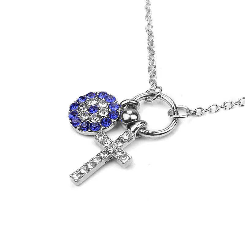 

EVIL EYE 1pc new fashion silver blue chain evil eye cross pendant charm necklace jewelry for women as neckalce gift