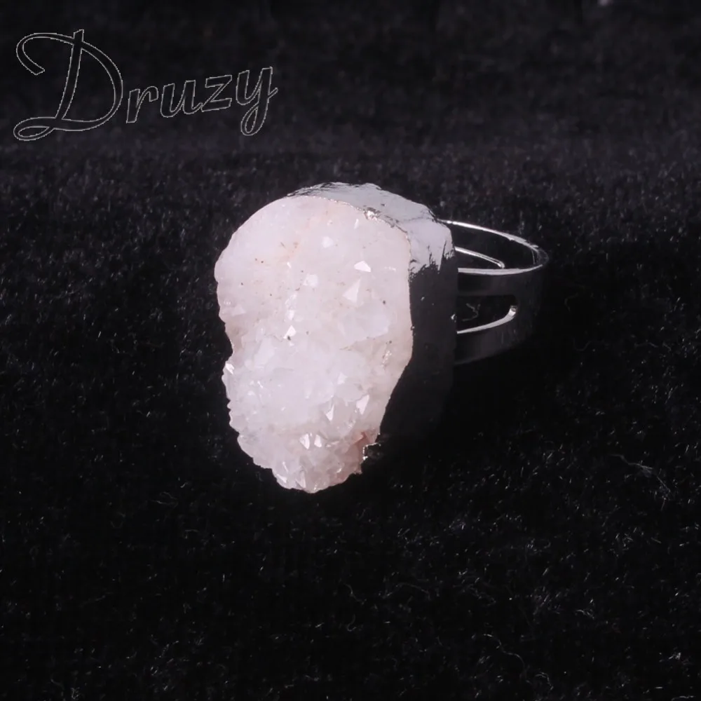 7 Чакра Друза природного камня кварцевый кристалл женские свадебные кольца Drusy