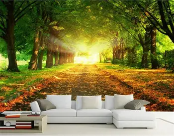 

3d room photo wallpaper custom mural non-woven wall sticker trees on both sides sunshine painting TV setting wall 3d wallpaper