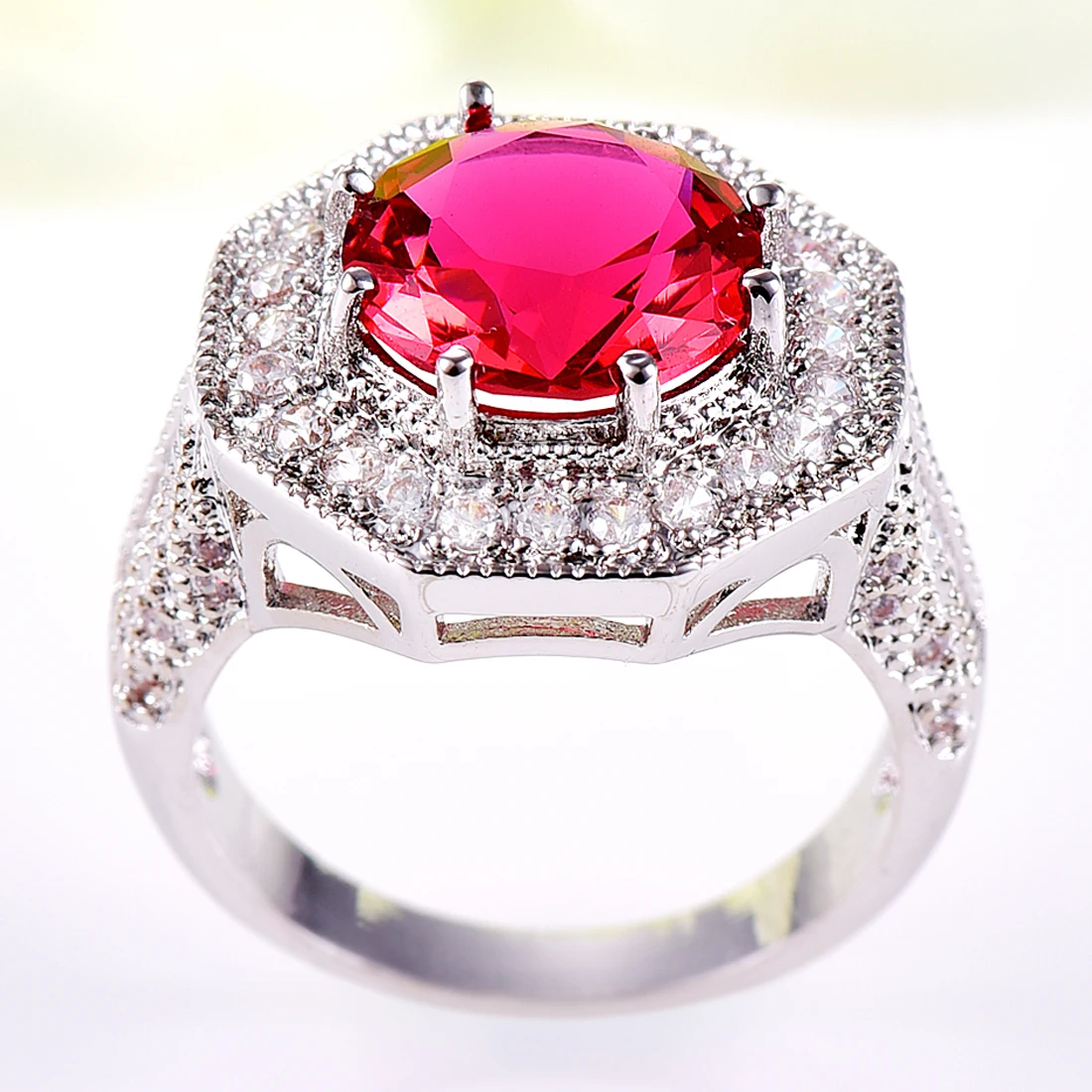 Fashion Red ring Classic jewelry Vintage High quality gifts engagement rings Size 6 7 8 9 10in