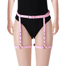 Gohic панк металлическая подвязка с заклепкой ремень ноги кожа жгут розовые ремни выдалбливают регулируемые чулки с подтяжками ночных клубов Rave