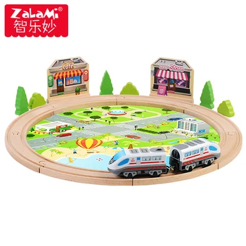 

29pcs Wooden City Railway Train Set Model With Magnetic Locomotive Electric Train Toys Wooden Tracks Assembly Games Baby Toys