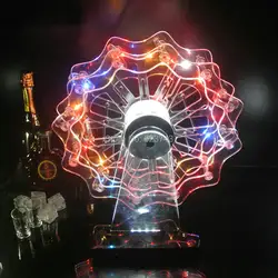 Новая аккумуляторная многоцветный Пластик колесо обозрения светодиодный держатель вина Led рюмку винный шкаф для Паб Бар Партии Barware