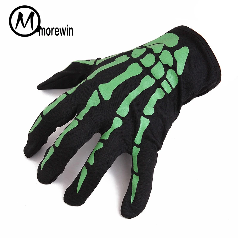 Morewin New Style Men Full Finger Spring Green Skeleton Gloves