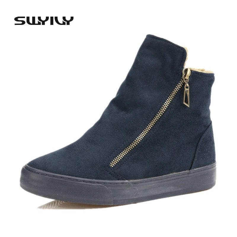 

Women Boots Ankle High Top Snow Boots Canvas Denim Snow Boots Shoes Winter Female Sneakers Flat For Velet Fur 40 Big Size