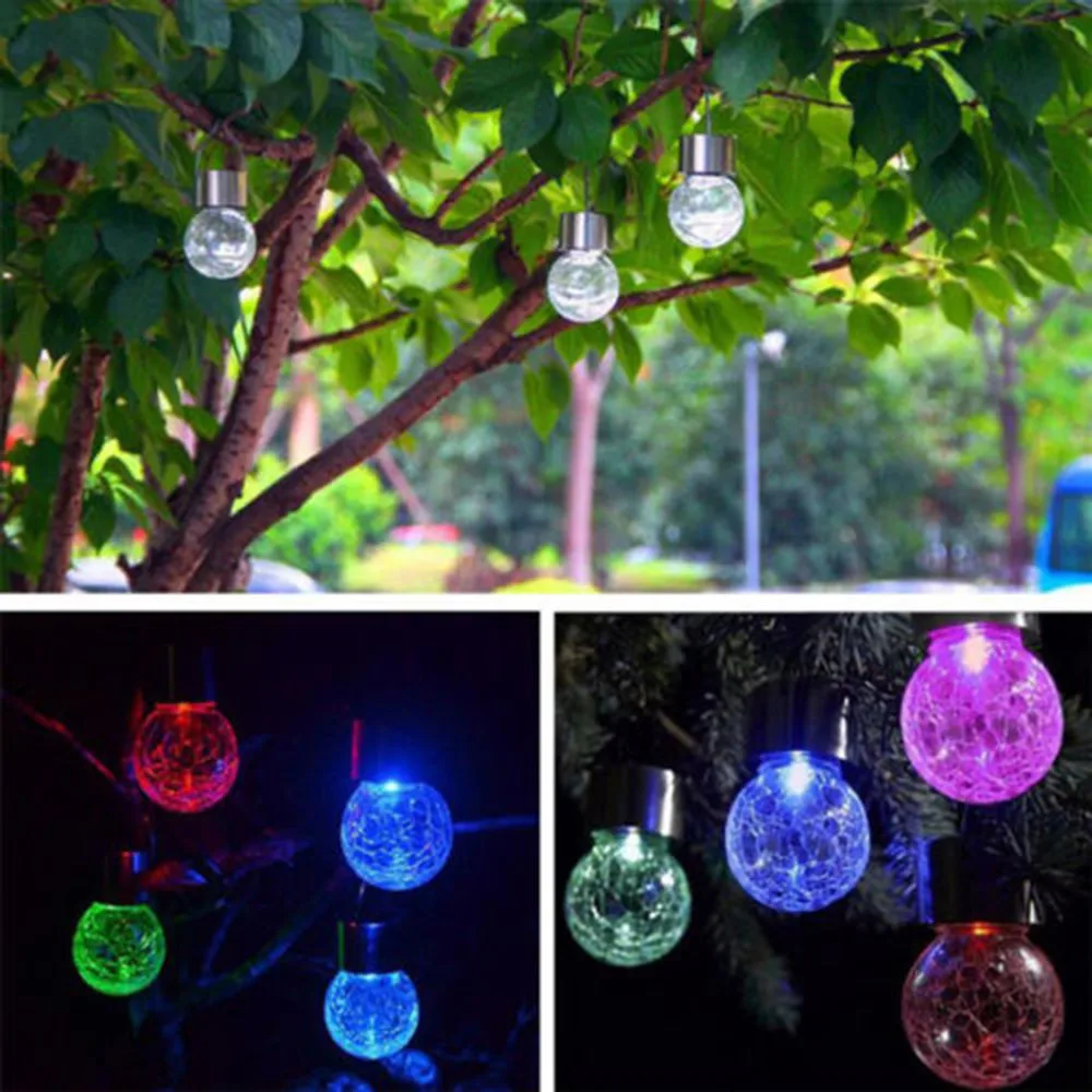 1pc Colour Changing Solar Mosaic Crackle Globes LED Garden Lights