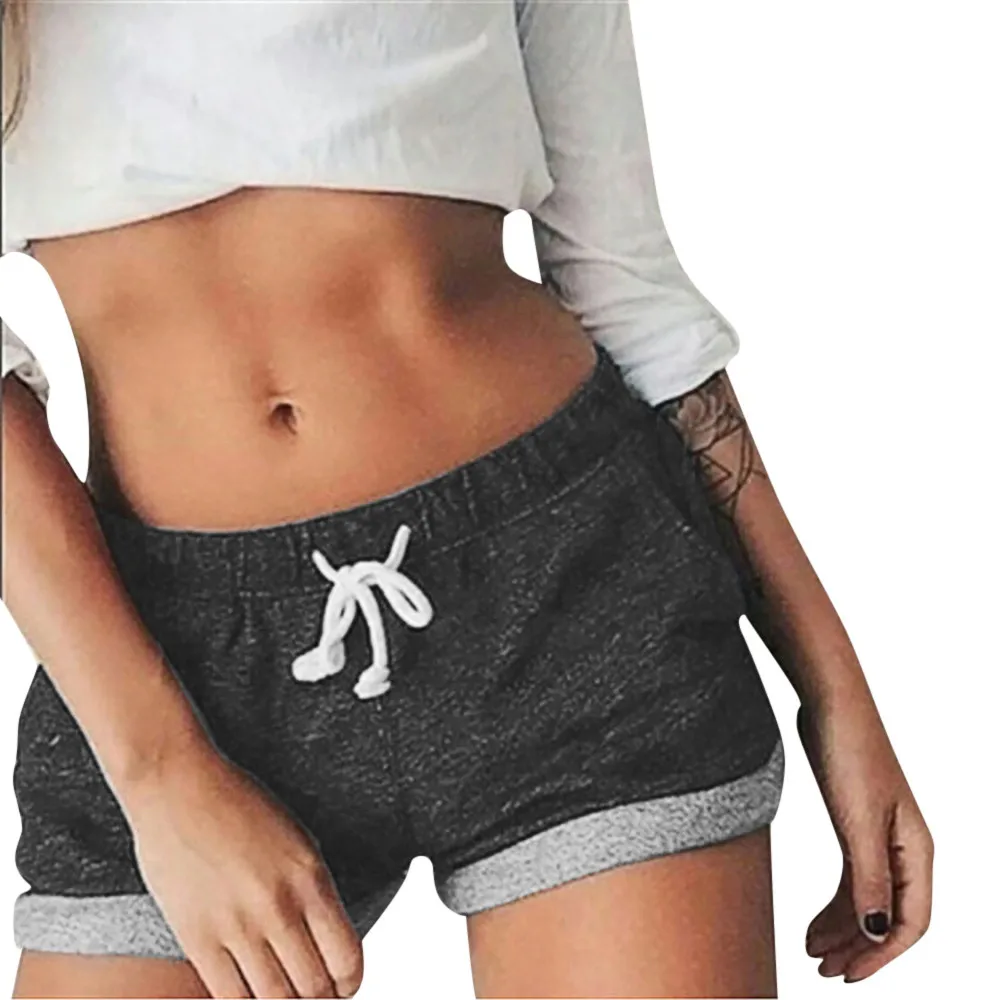 

Women's Summer Shorts Sports Casual Polyester Mid High Waist Solid Home Shorts Trousers Bow Drawstring feminino