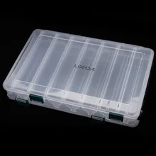 14 отсеков Двусторонняя высокая прочность прозрачный видимый пластик Fly рыболовная приманка коробка с для сливного отверстия 27*18*4,7 см