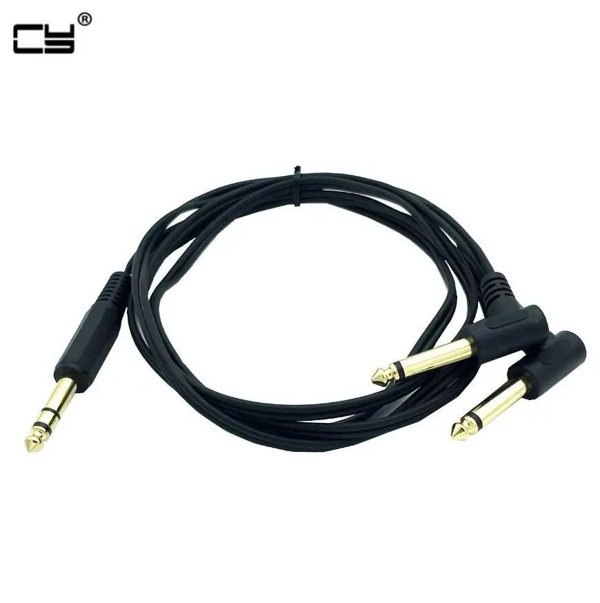 

Guitar Y Cable 5 Feet Gold Plated 6.35mm Male TRS Stereo to Dual 2 x 6.35mm Male TS Mono Right Angle Y Splitter Audio Cable 1.5m