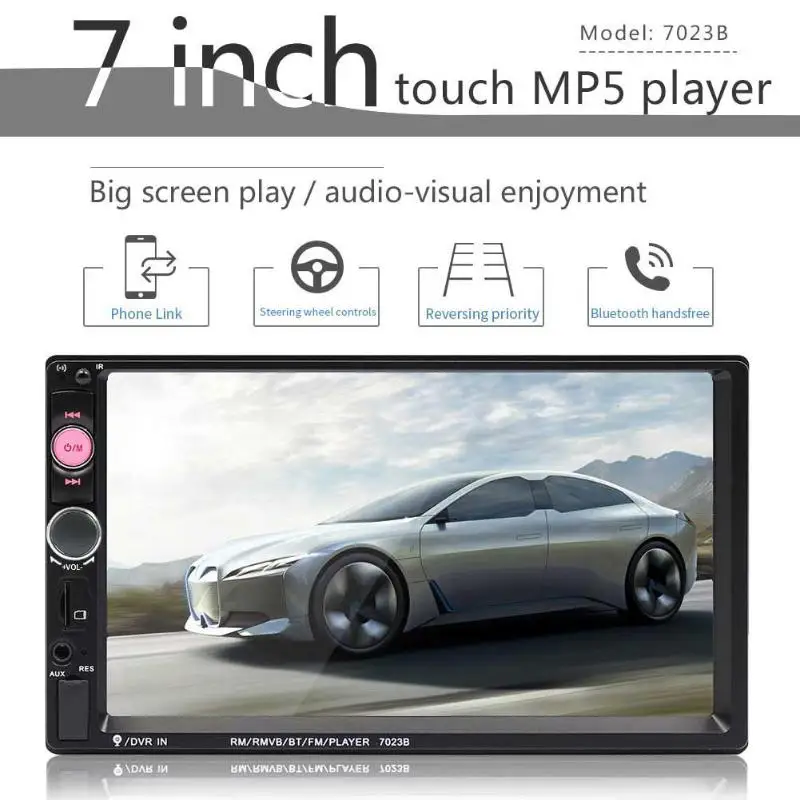 

2 Din Car Radio HD 7" 7023B Touch Screen Car Audio Bluetooth Rear View Camera MP5 Multimidio Player In Dash Head Unit