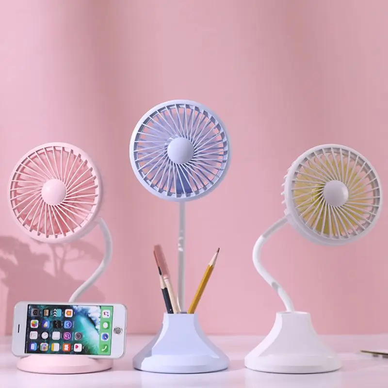 

Usb Rechargeable Desktop Desk Lamp Fan Student Learning Multi-Function Pen Holder Table Lamp Fan For Home Office Best Gift