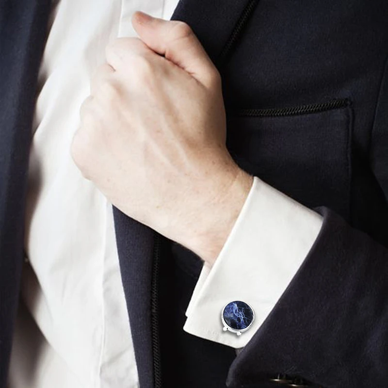 HAWSON 1 пара элегантные натуральные синие вены каменные пуговицы Крышка для мужской французской рубашки высококачественные пуговицы для одежды