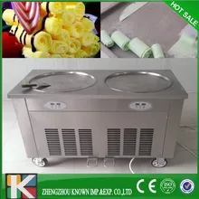 Multi-functional Double Pans Thailand Rolled Fried Ice Cream Machine/ Ice Cream Cold Plate