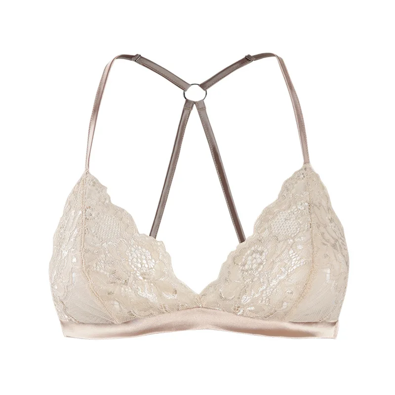 

Woman Bra Underwear Female sexy New Fashion Linserie patchwork Lace floral triangle cup S M L XL XXL cross spaghetti strap bra
