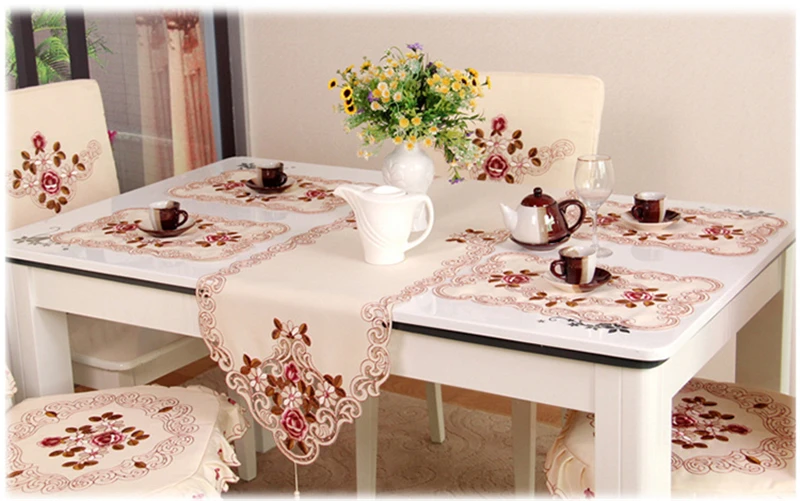  Europe Style Wedding Tablecloth Embroidered Floral Fabric Tableclothes For Rectangular Tables Tea Table Cloth For Table Cover