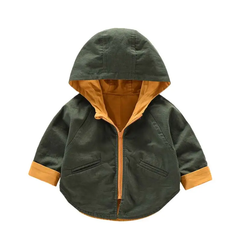 

Kids Boys Double-sided Jackets Baby Hooded Long Sleeve Coat For Boy Children Cotton Cartoon Windbreaker Toddler Outwear Clothes