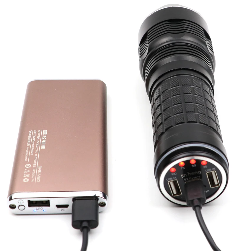 Фонарик U3 из алюминиевого сплава двойной перезаряжающийся USB тактический фонарь