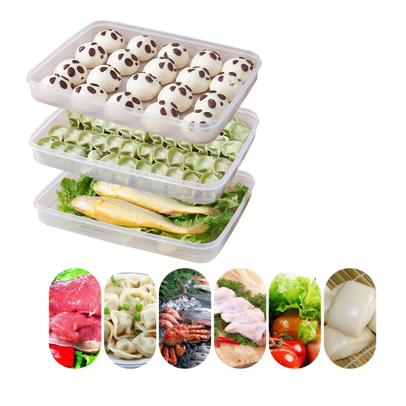 1 шт., прозрачная кухонная коробка для хранения еды, пельменей, рыбы, контейнер для хранения еды, контейнер для холодильника, чехол сохранение пищи, контейнер для пельменей