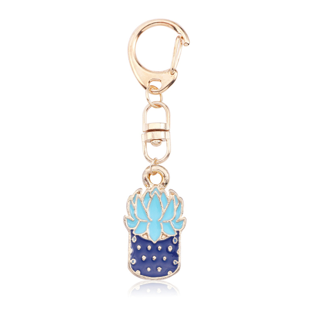Alice Girl Rabbit Key Chains Potted Plants Succulent Plant Cactus Keychain Cartoon Enamel Animal Jewelry Women Chaveiro