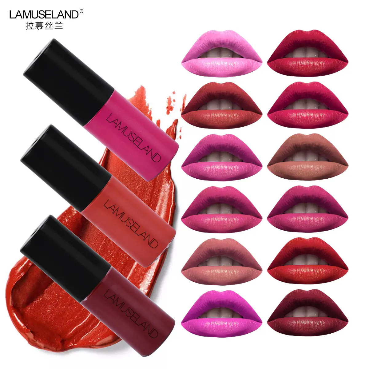 3Pcs/Lot Waterproof Long-Lasting Matte Mini Lipstick 12 Colors Lip Gloss 3.5g Lips Makeup Brand LAMUSELAND#L18L13