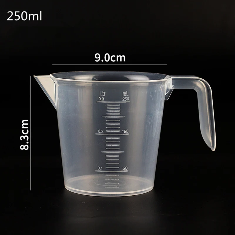 1 шт. мерный стакан кухонные измерительные чашки Cup100/250/500/1000 мл PP пластиковые конусные мерные чашки Круглые цифровые толстые ручки кухонный инструмент для приготовления пищи измерительный инструмент - Цвет: 250ml