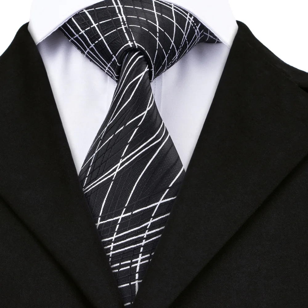 DN 1171 Tie Black White Novelty 2017 Classic Fashion Men's 100