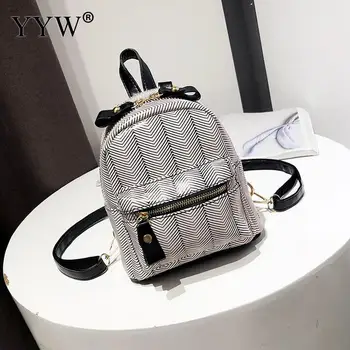 

YYW New Travel Backpack Korean Women Female Mini Wave Pattern Rucksack Leisure Student School Bag Soft Pu Leather Women Bag