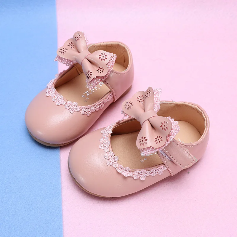 Кожаные туфли с кружевным бантом для маленьких девочек; белые свадебные и вечерние туфли для маленьких девочек; новые туфли принцессы