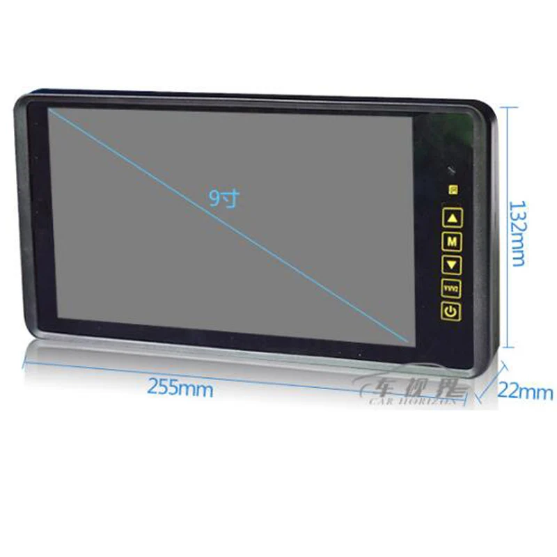 9-inch rearview mirror split display HD Group 1024*600 monitor 4 channel screen AV Aviation interface Remote control Audio input