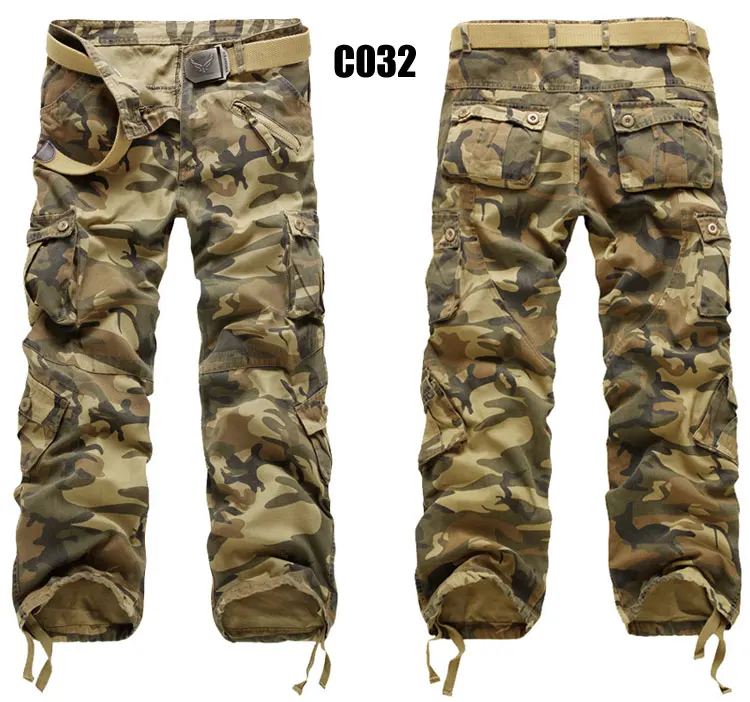Весна Осень распродажа мужские повседневные хлопковые брюки карго свободные армейские камуфляжные брюки мужские военные брюки для мужчин большой размер W28-42