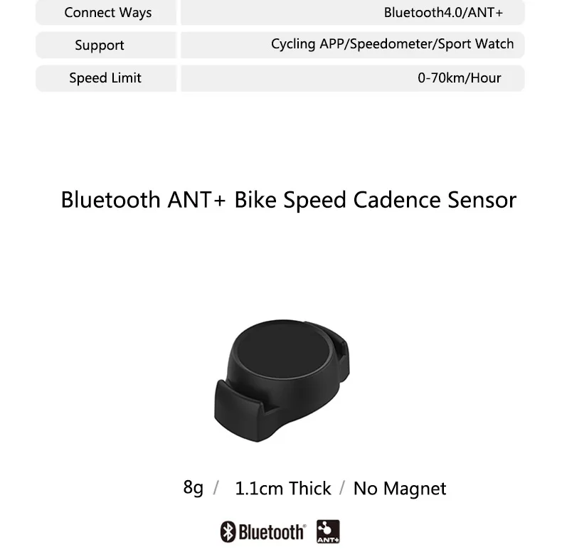 Bluetooth ANT+ сенсор IPX7 водонепроницаемый мини велосипед велосипедный Компьютер скорость метр Датчик Каденции фитнес MapMyRide 200 часов