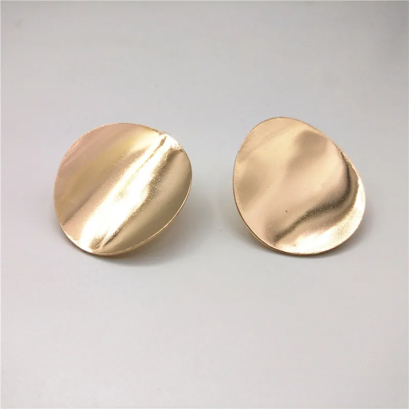 

New Arrival Large Metal Geometric Sequins Stud Earring Women Gold Silver Color Pendientes Brincos Fashion Statement Oorbellen