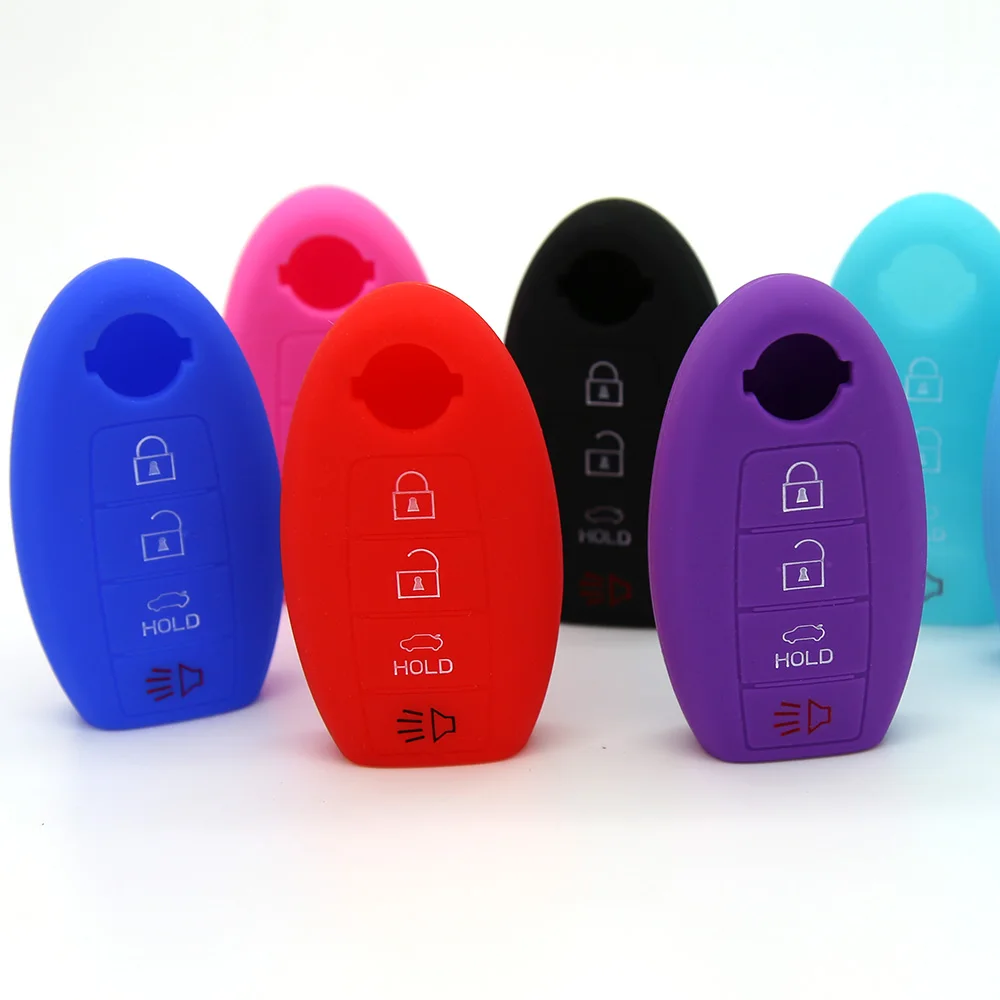 

4 Buttons Car Silicone Key Case Shell Holder Protection For Altima Maxima Murano Cover Colorful Remote Keyfob Car Styling