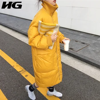 

HG Turtleneck Cotton Clothing Coats Women Wide Waisted Loose Fashion Leisure 2019 New Winter Long Thick Coat Ladies ZYQ1300