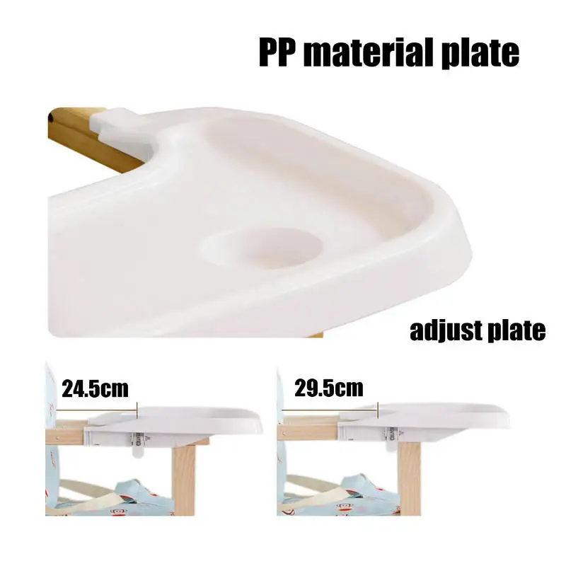 2 in 1 multifunctional wood baby feed chair, 5 grade adjust seat height baby highchair, PP material plate kids dining chair 2 in 1 multifunctional wood baby feed chair, 5 grade adjust seat height baby highchair, PP material plate kids dining chair