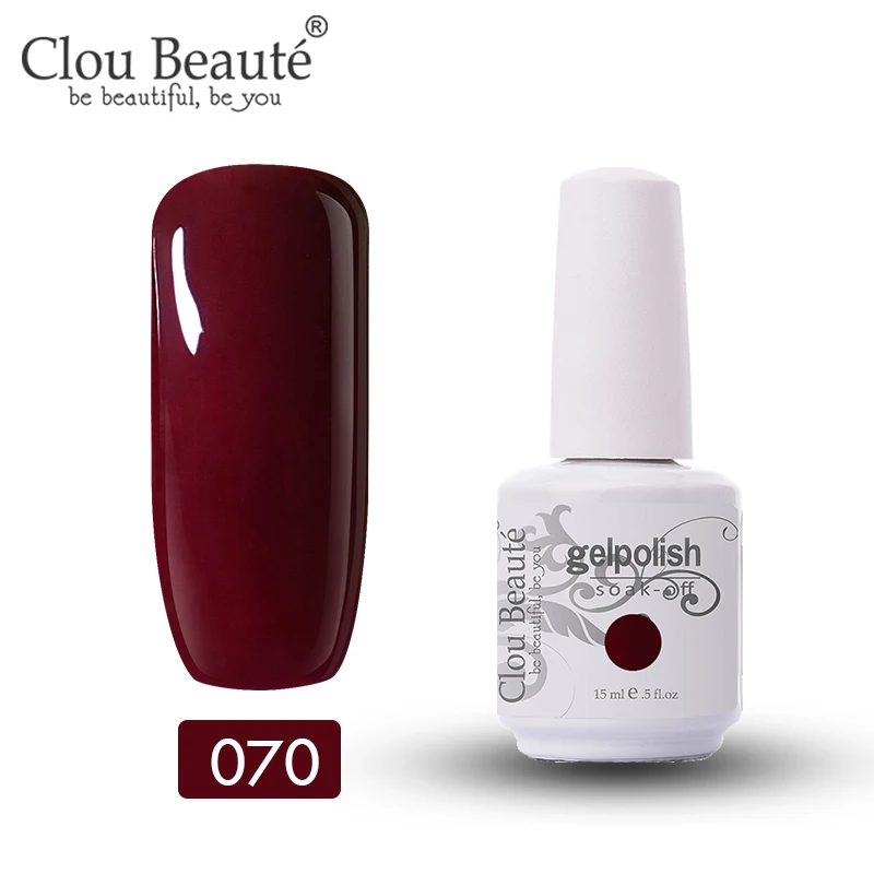 070 Распродажа от Clou Beaute, Гель-лак для ногтей, СВЕТОДИОДНЫЙ УФ-Гель-лак для ногтей, замачиваемый Гель-лак, эмаль, красный, фиолетовый, розовый УФ-Гель-лак - Цвет: 070