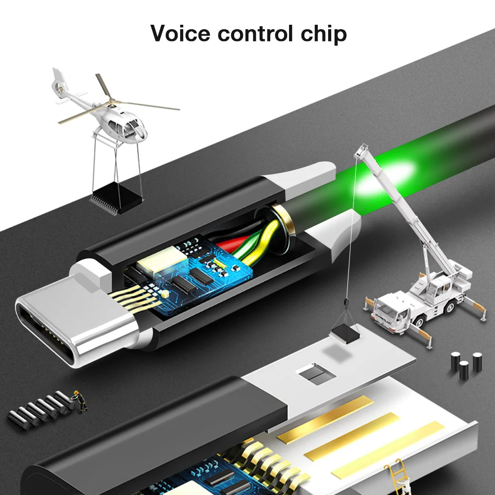  KISSCASE Voice Control Chip Kabel Für iPhone Kabel LED Licht Kabel Für iPhone Beleuchtung Telefon S