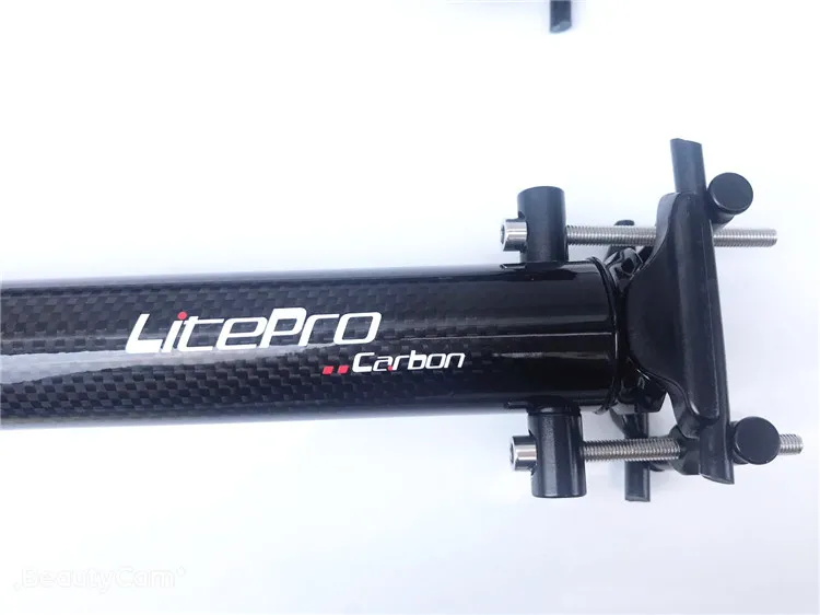LITEPRO Сверхлегкий велосипедный Подседельный штырь из углеродного волокна 33,9 мм* 580 мм 412 складной Подседельный штырь для велосипеда - Цвет: Bright black