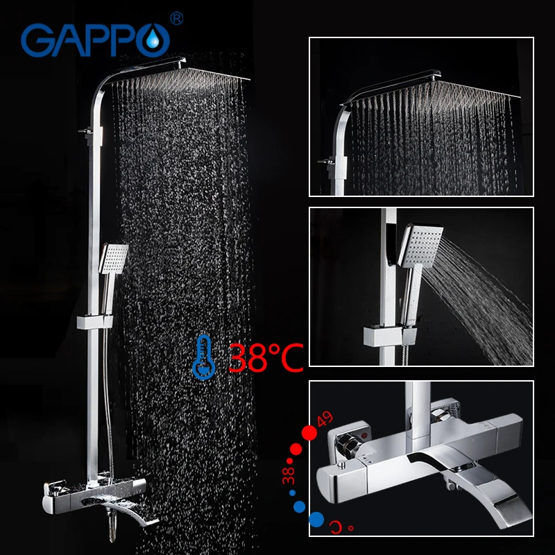 

GAPPO shower Faucets thermostatic faucet bathroom shower faucet bath tub mixer wall mounted rainfall shower head set mixer taps