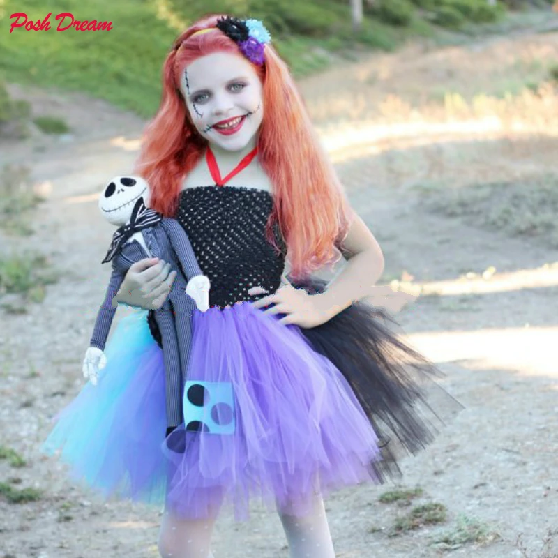 

POSH DREAM Patchwork Halloween Witch Queen Kids Girls Tutu Dress Birthday Outfit Costume Baby Girl 1- 12y Girls Party Clothes E