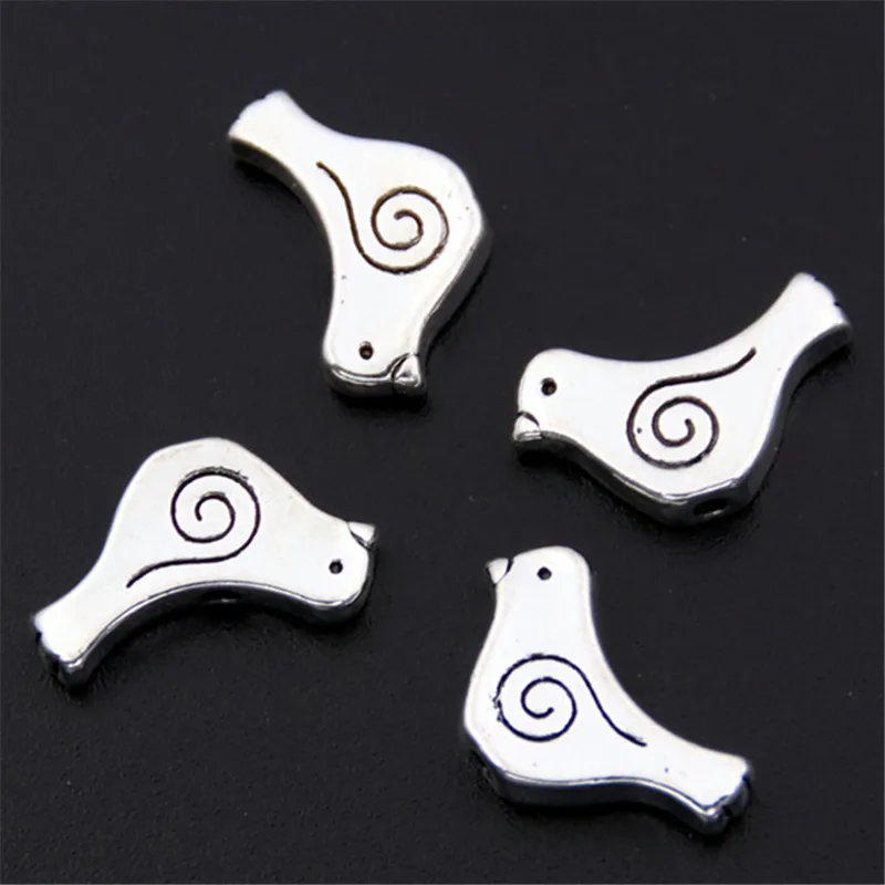 

30pcs Antique Silver Bird Spacer Beads Charm For Jewelry Making A2448