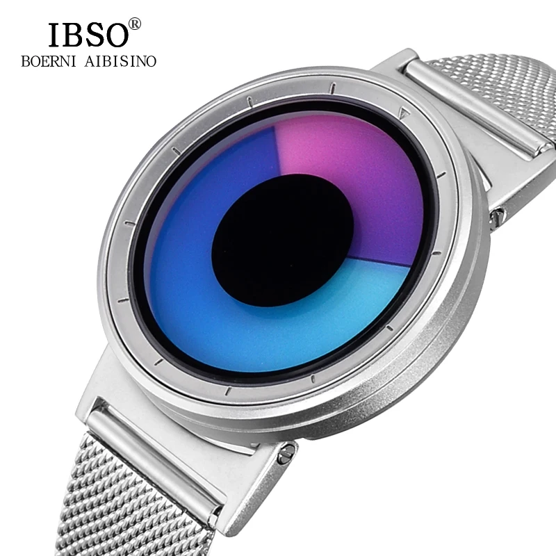

IBSO 2019 Brand Creative Hide Watch-head Quartz Sport Watch Men Steel Mesh Strap Fashion Men Watch Waterproof Relogio Masculino