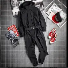 Новинка, осенне-зимний мужской комбинезон в стиле хип-хоп с капюшоном, японский ретро тренд, мужские Модные Рабочие Комбинезоны