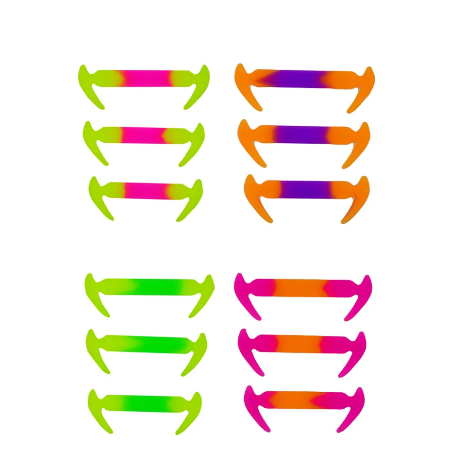 

12pcs/lot Elastic Silicone Shoelaces For Men Women Shoes Lacing For Shoes Special Shoe lace Color Gradient No Tie Shoe Laces