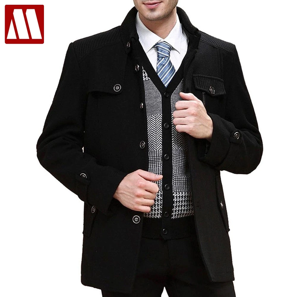 2017 fashion men's wool coats plus size XXXL long wool winter Coat ...