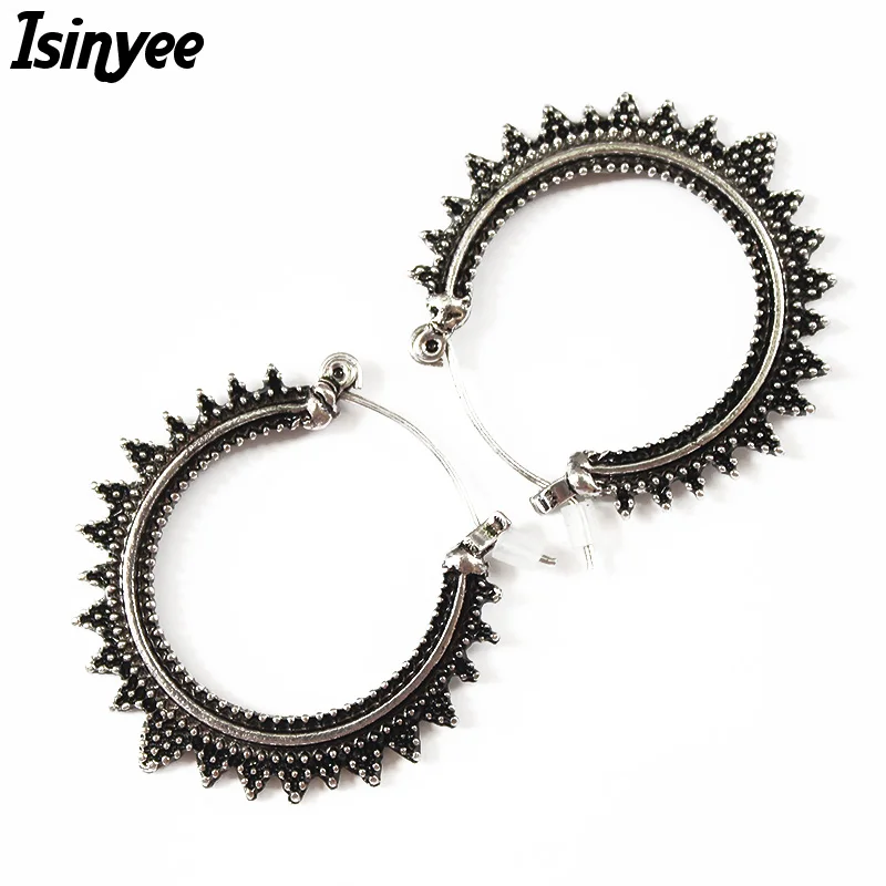 

ISINYEE Vintage Spike Round Earring Small Hoop Earrings For Women Men Man Punk Hiphop Antique Gold Silver Ear Ethnic Jewelry
