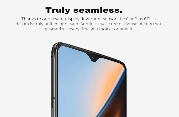 ONEPLUS 6T A6010 8GB RAM 128GB ROM Qualcomm Snapdragon 845 2.8GHz Octa Core 6.41 Inch 2.5D AMOLED Corning Gorilla Glass 6 FHD+ Full Screen Dual Camera Android 9.0 4G LTE Smartphone